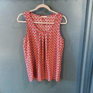 Pleione Red and White Floral Blouse